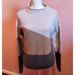 89th and Madison Neutral Colorblock Mock Neck Lightweight Sweater Women's Small